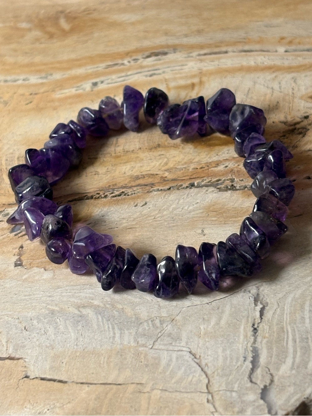 Amethyst Chip Beaded Stretch Bracelet